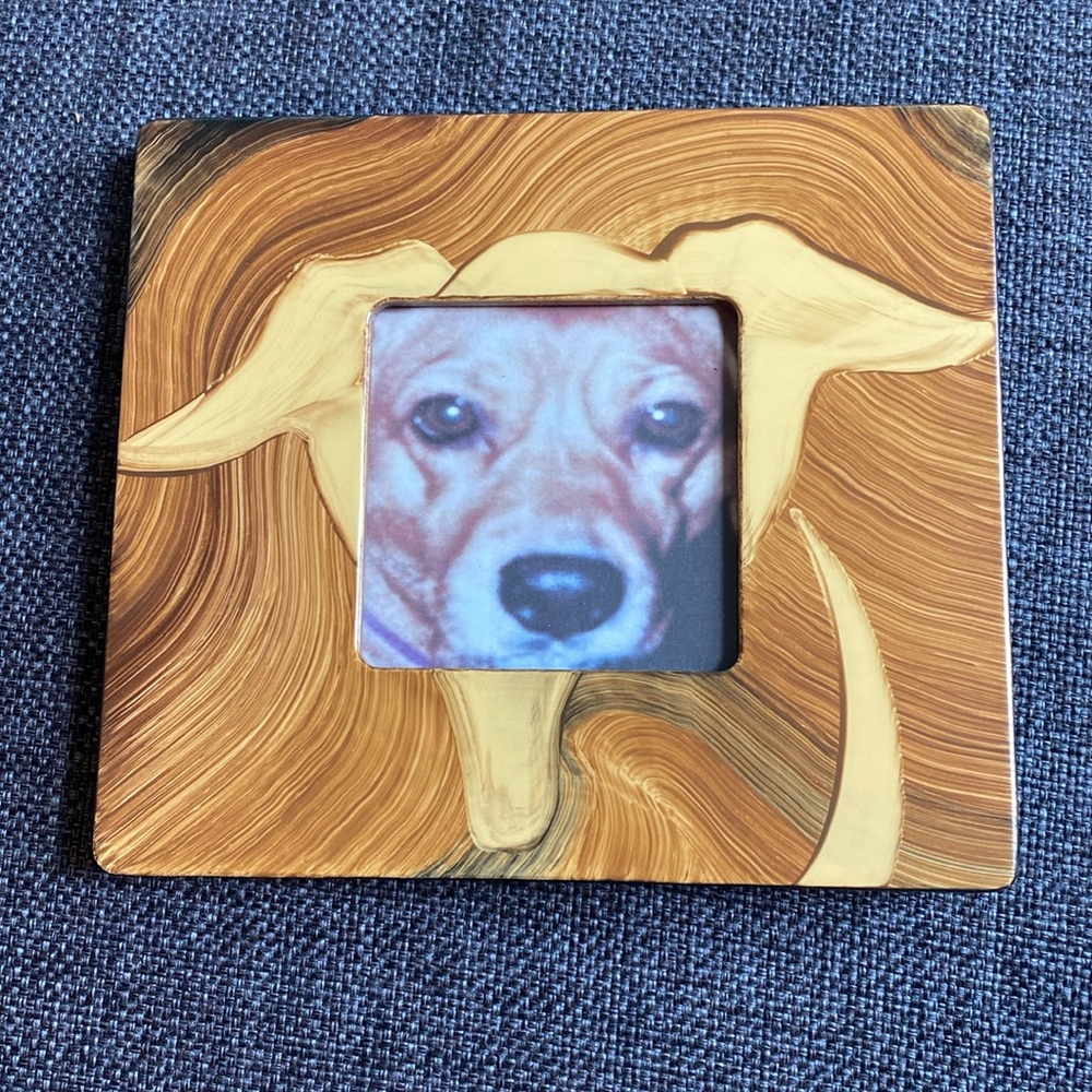 🐕 NWT Grant-Norén Hand Painted Dog Picture Frame, 4x4, Unique Gift, Lacquered